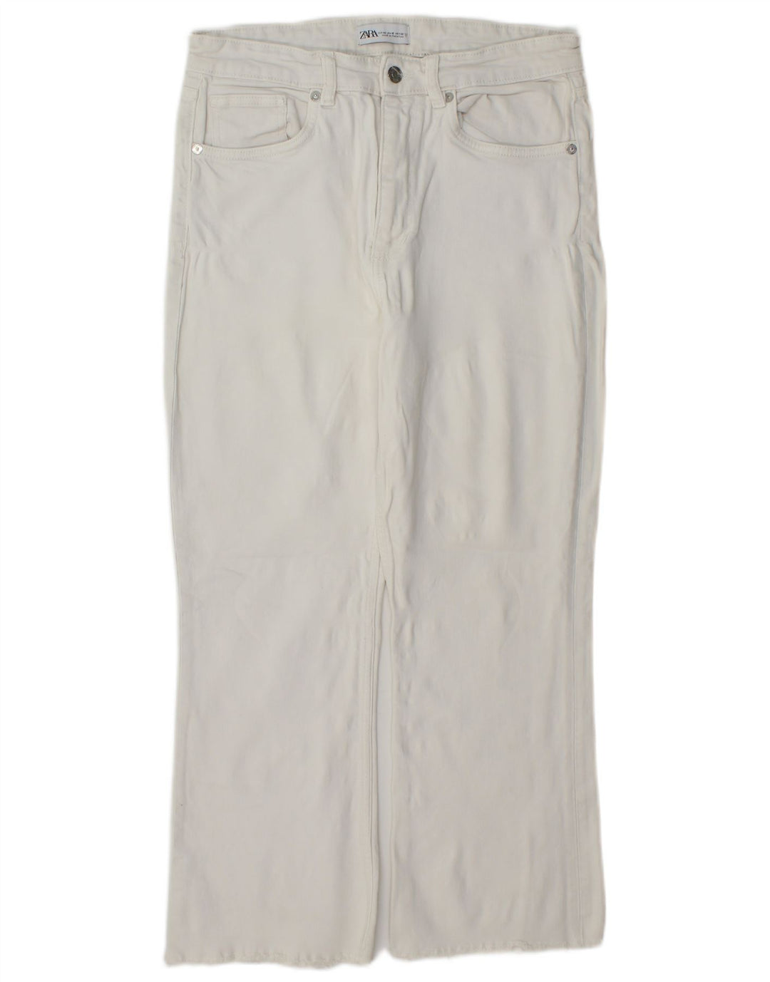 Zara Calça feminina reta cortada grande W32 L25 branca