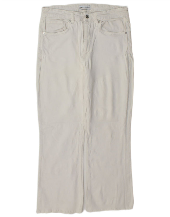 Zara Calça feminina reta cortada grande W32 L25 branca