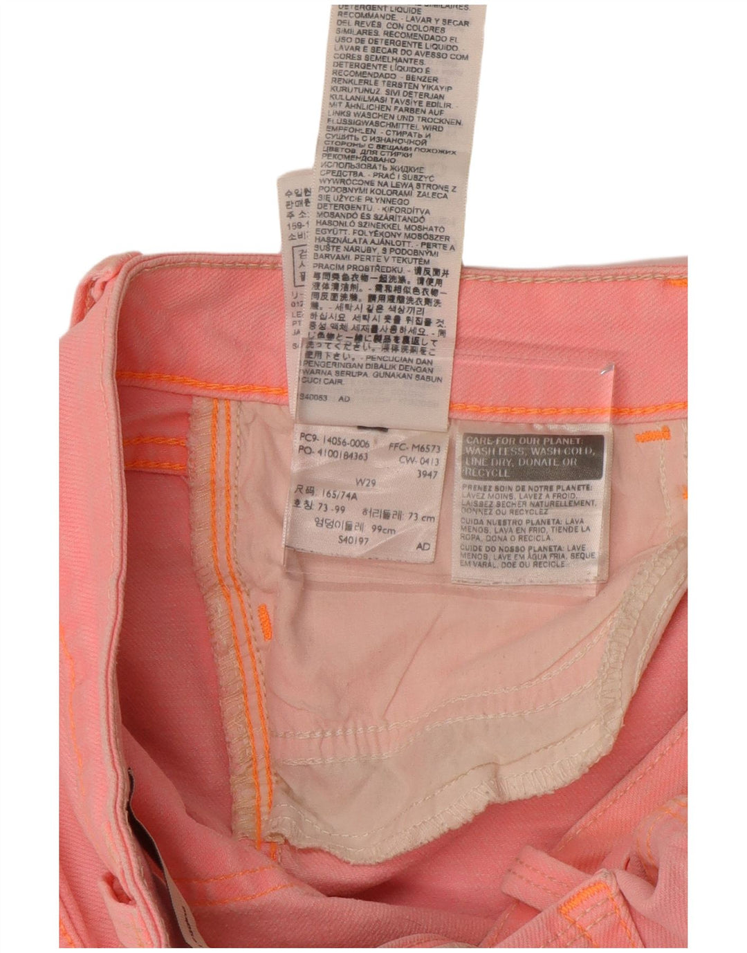 Legging feminina LEVI'S cropped jeans skinny W29 L25 algodão rosa