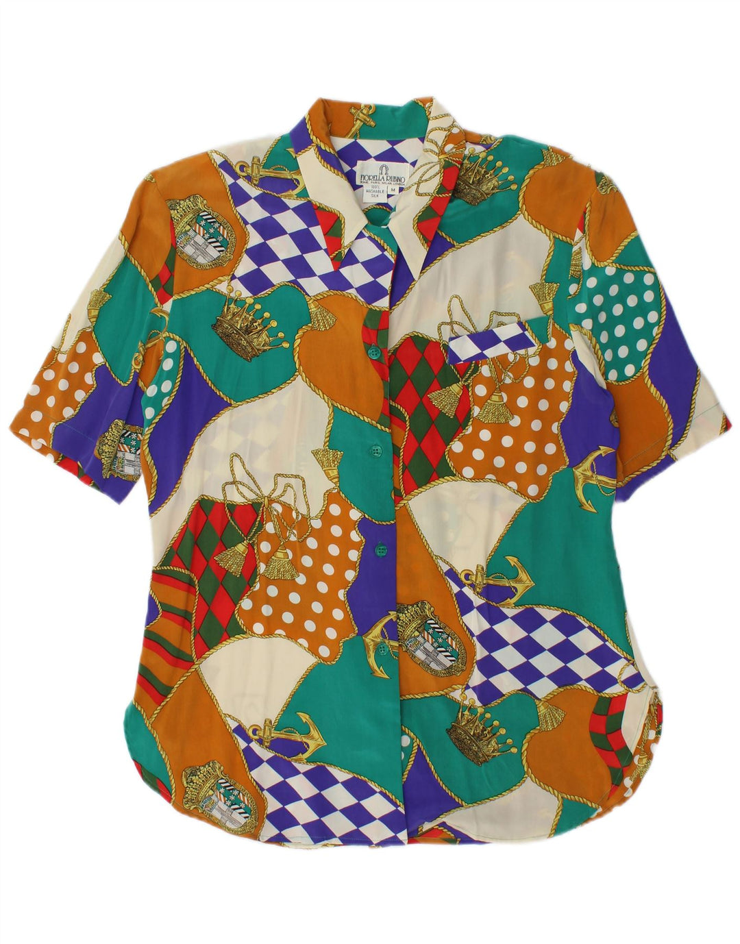 Blusa feminina FIORELLA RUBINO UK 14 média patchwork multicolorida