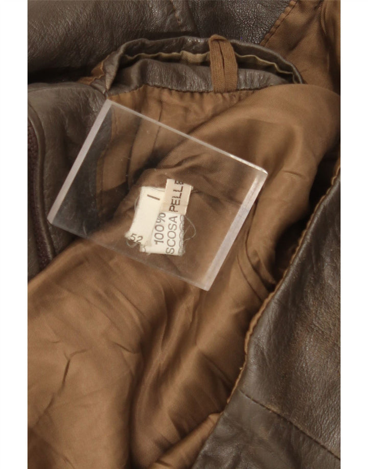 Jaqueta de couro masculina VINTAGE IT 52 XL couro marrom