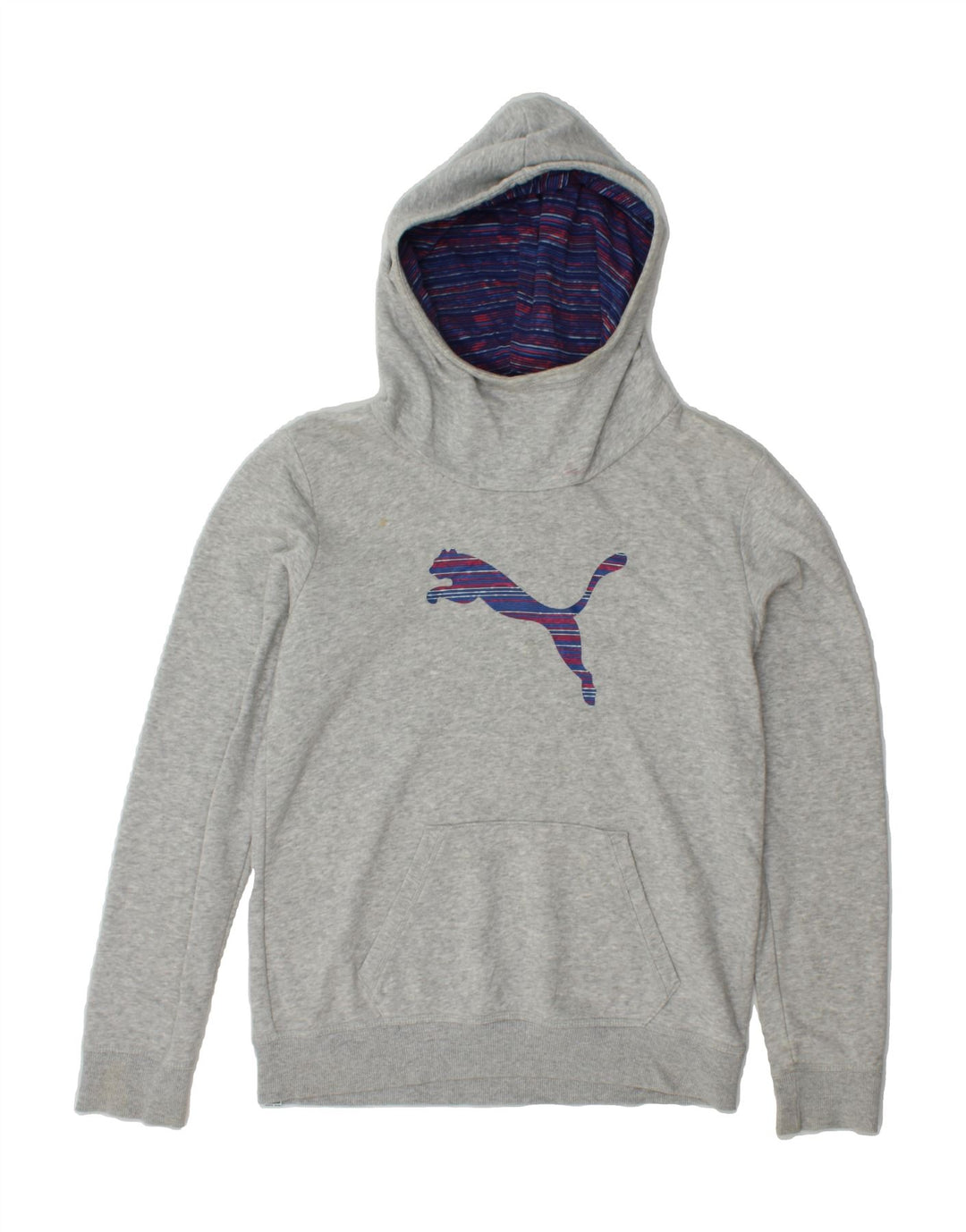 PUMA Girls Graphic Hoodie Jumper 15-16 Years Grey Cotton Vintage Puma and Second-Hand Puma from Messina Hembry 