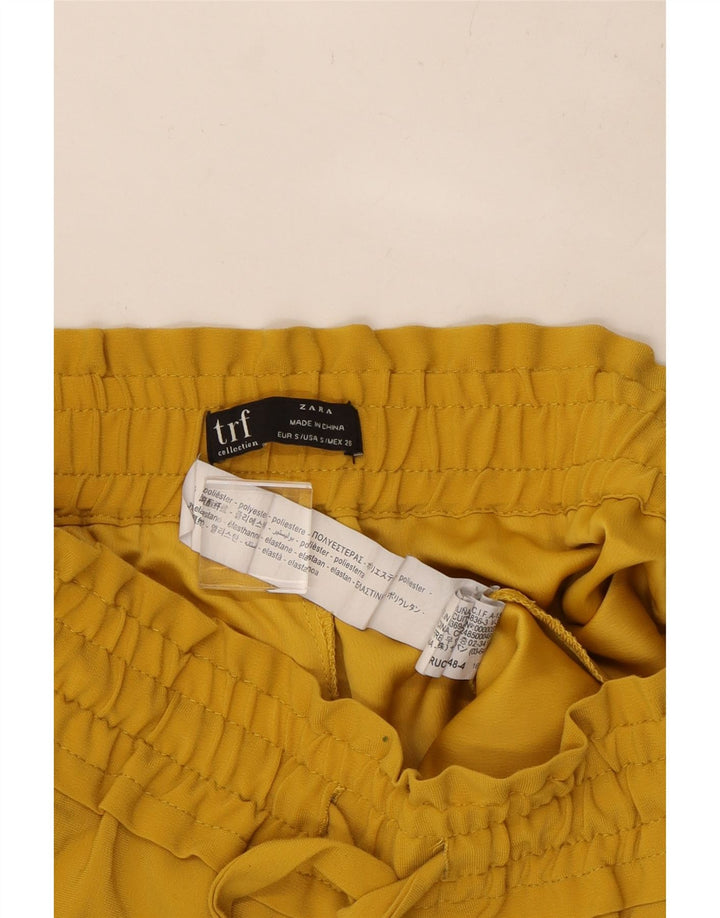 Calça feminina ZARA cônica cortada pequena W26 L25 poliéster amarelo