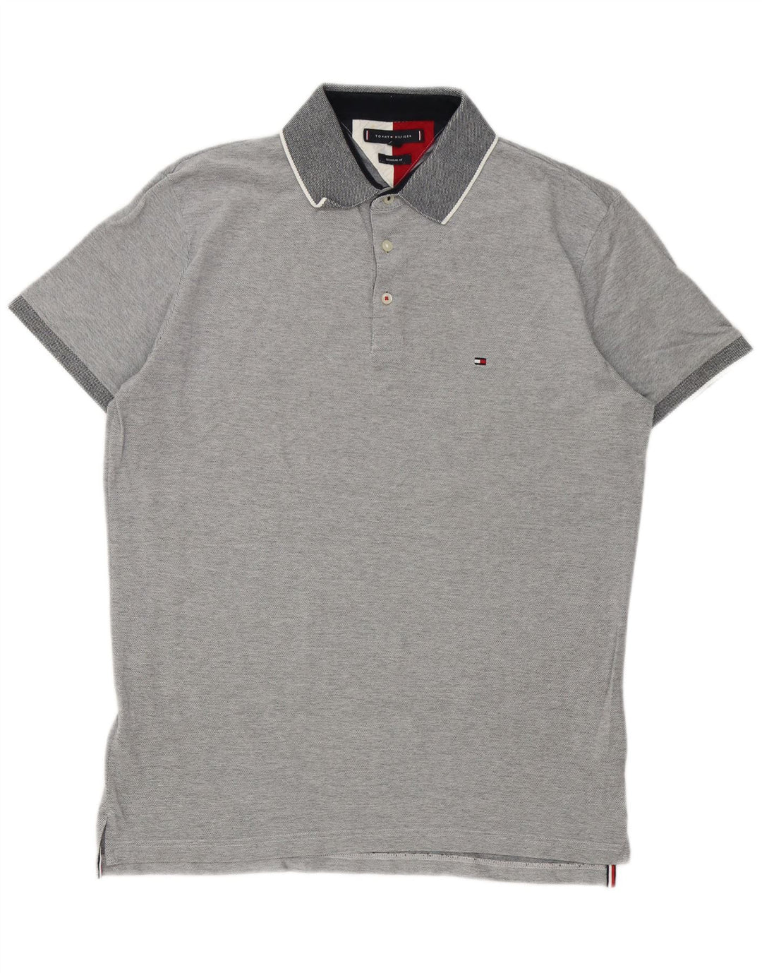 Camisa polo masculina Tommy Hilfiger Regular Fit grande algodão cinza
