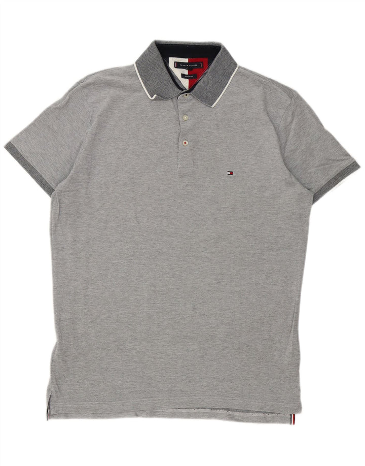 Camisa polo masculina Tommy Hilfiger Regular Fit grande algodão cinza