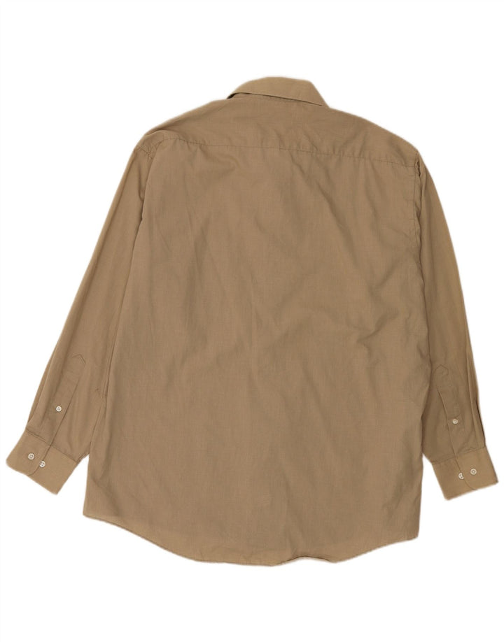 Camisa masculina Pierre Cardin tamanho 16 1/2 grande poliéster marrom
