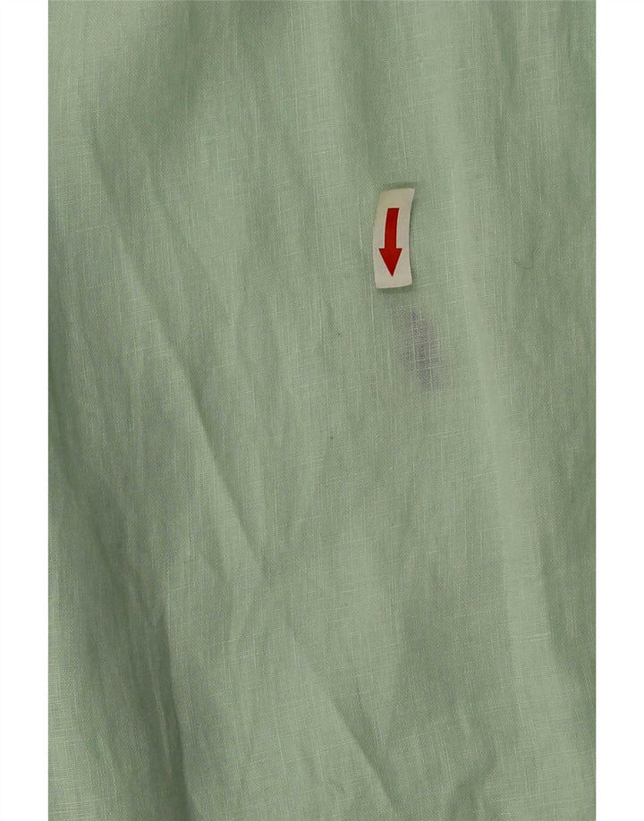 Camisa masculina de manga curta Ralph Lauren linho verde médio