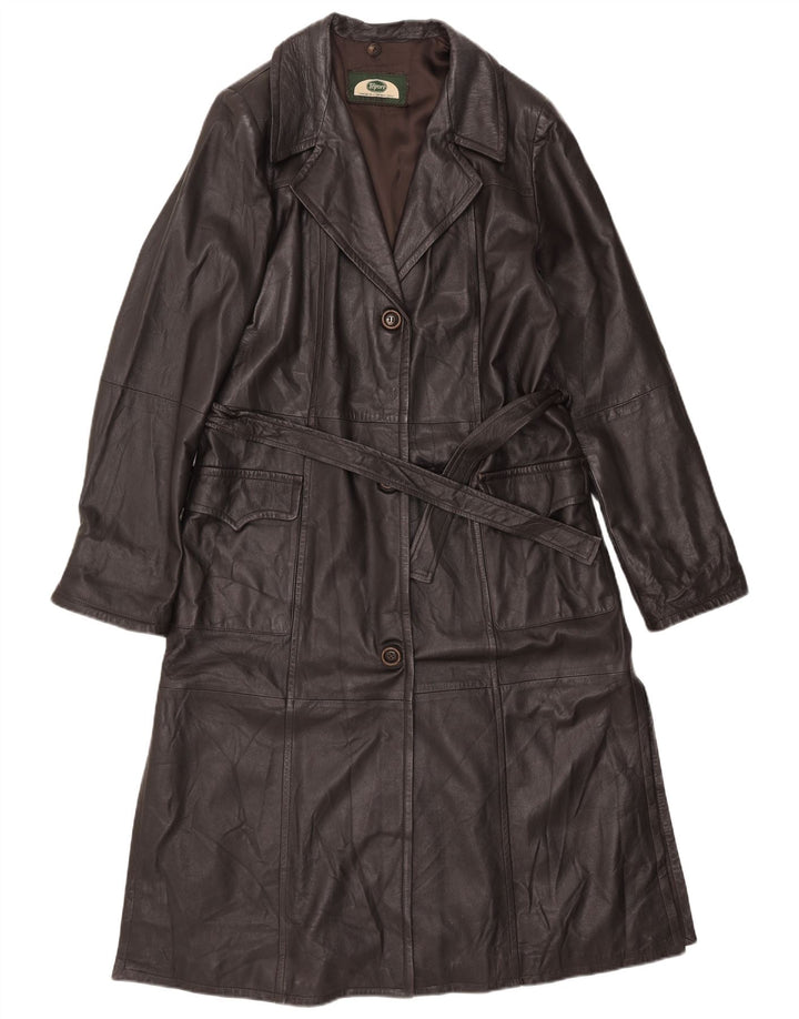 Casaco de couro feminino vintage IT 50 XL couro marrom