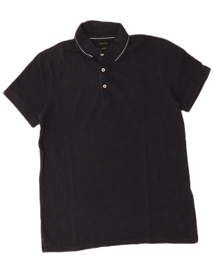 Camisa polo masculina Massimo Dutti médio algodão azul marinho