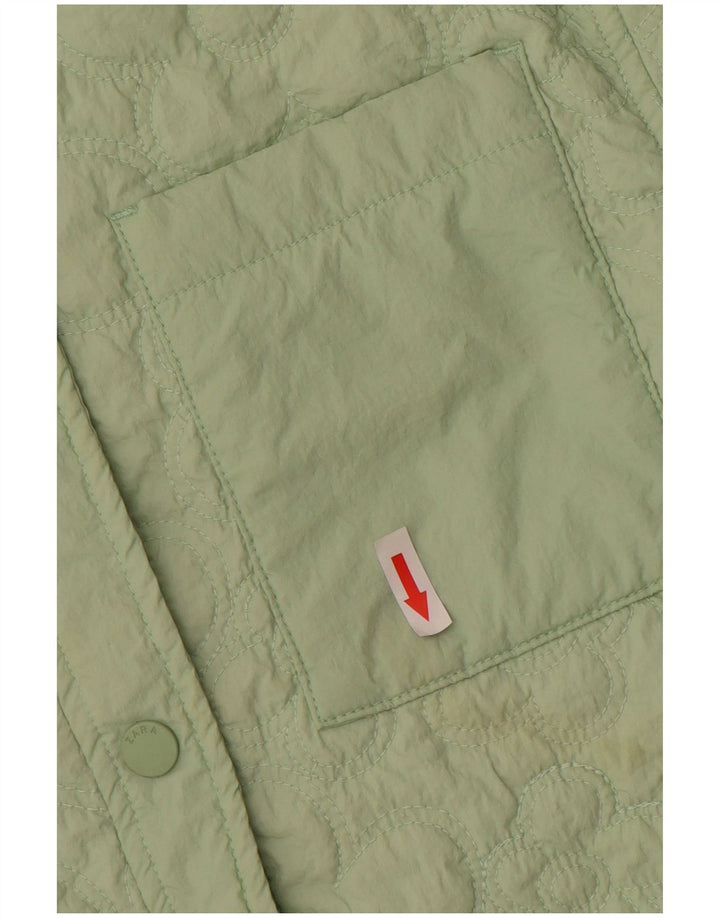 Jaqueta acolchoada feminina Zara UK 4 XS verde nylon
