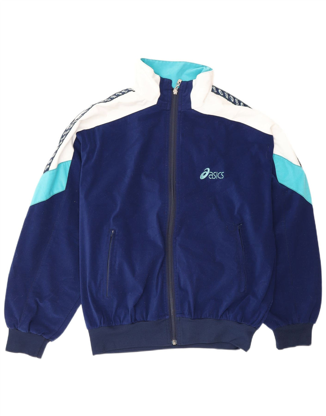 Asics Mens Tracksuit Top Jacket Grande Azul Marinho Colourblock Poliéster