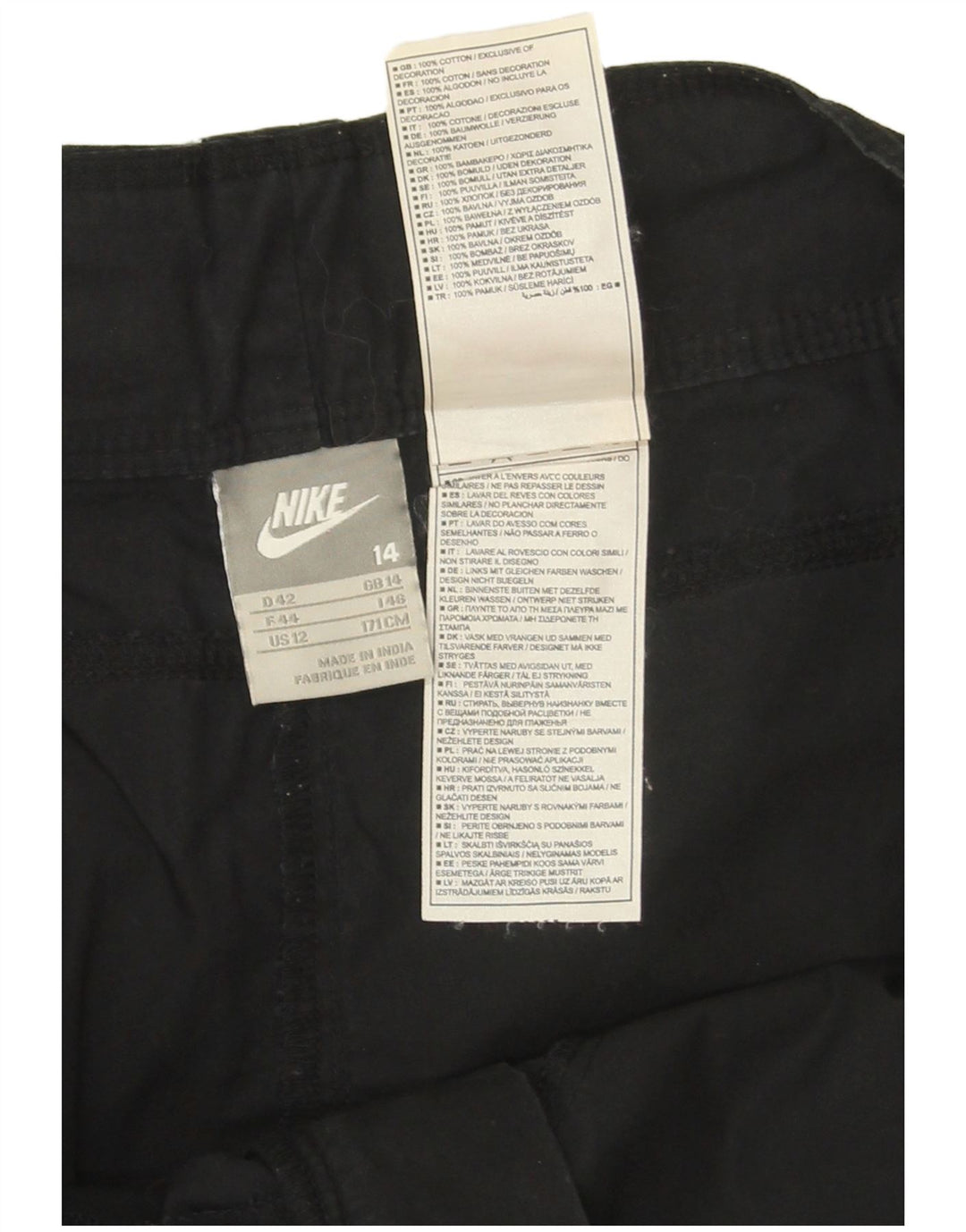 Mini saia cargo feminina Nike UK 14 grande W34 algodão preto
