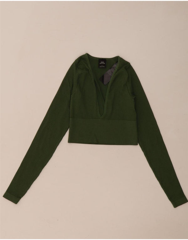 Top cropped feminino Urban Outfitters manga comprida Reino Unido 8 poliamida verde pequena
