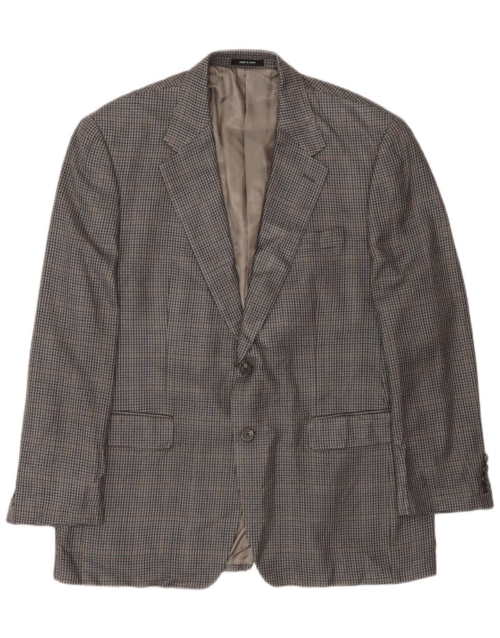 Jaqueta blazer masculina Chaps com 2 botões UK 42 XL cinza Houndstooth