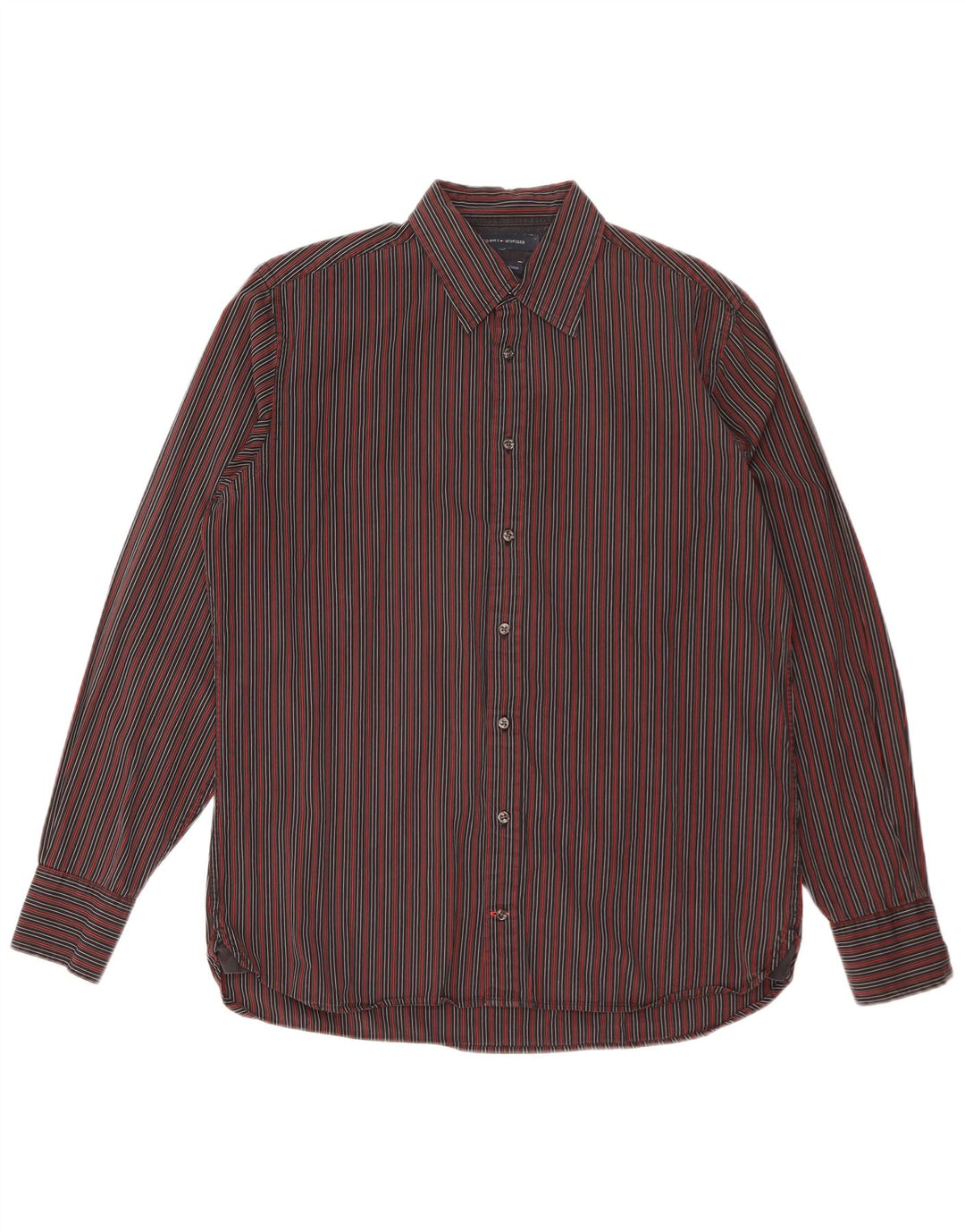 Camisa masculina TOMMY HILFIGER de algodão listrado preto médio