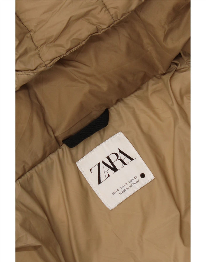 Jaqueta acolchoada com capuz masculina Zara UK 36 pequena bege