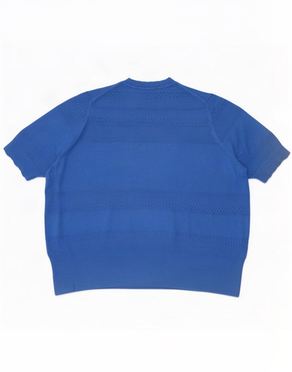Suéter feminino Marks & Spencer de manga curta com gola redonda UK 20 2XL azul