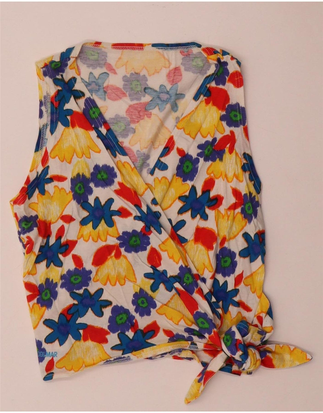 Colmar Womens Wrap Crop Top UK 14 Grande Algodão Floral Multicolorido