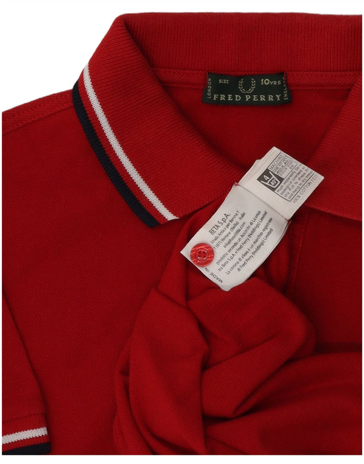 Camisa polo masculina Fred Perry 9-10 anos algodão vermelho