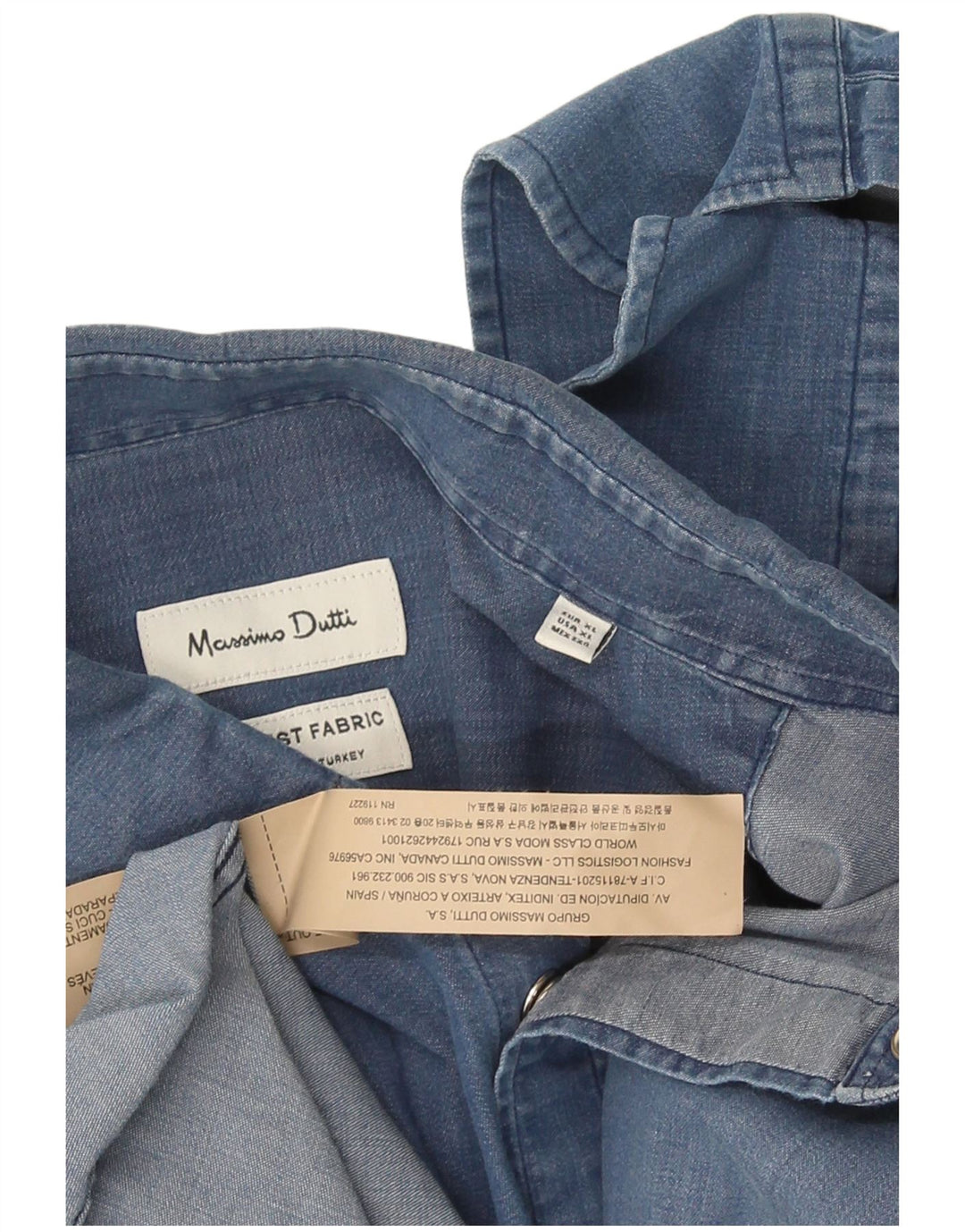 Camisa jeans masculina Massimo Dutti Regular Fit XL algodão azul
