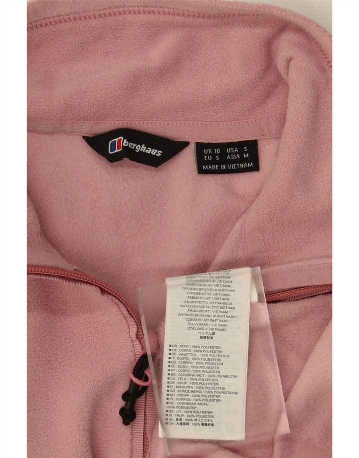 Suéter de lã feminino Berghaus com zíper e gola UK 10 poliéster rosa pequeno
