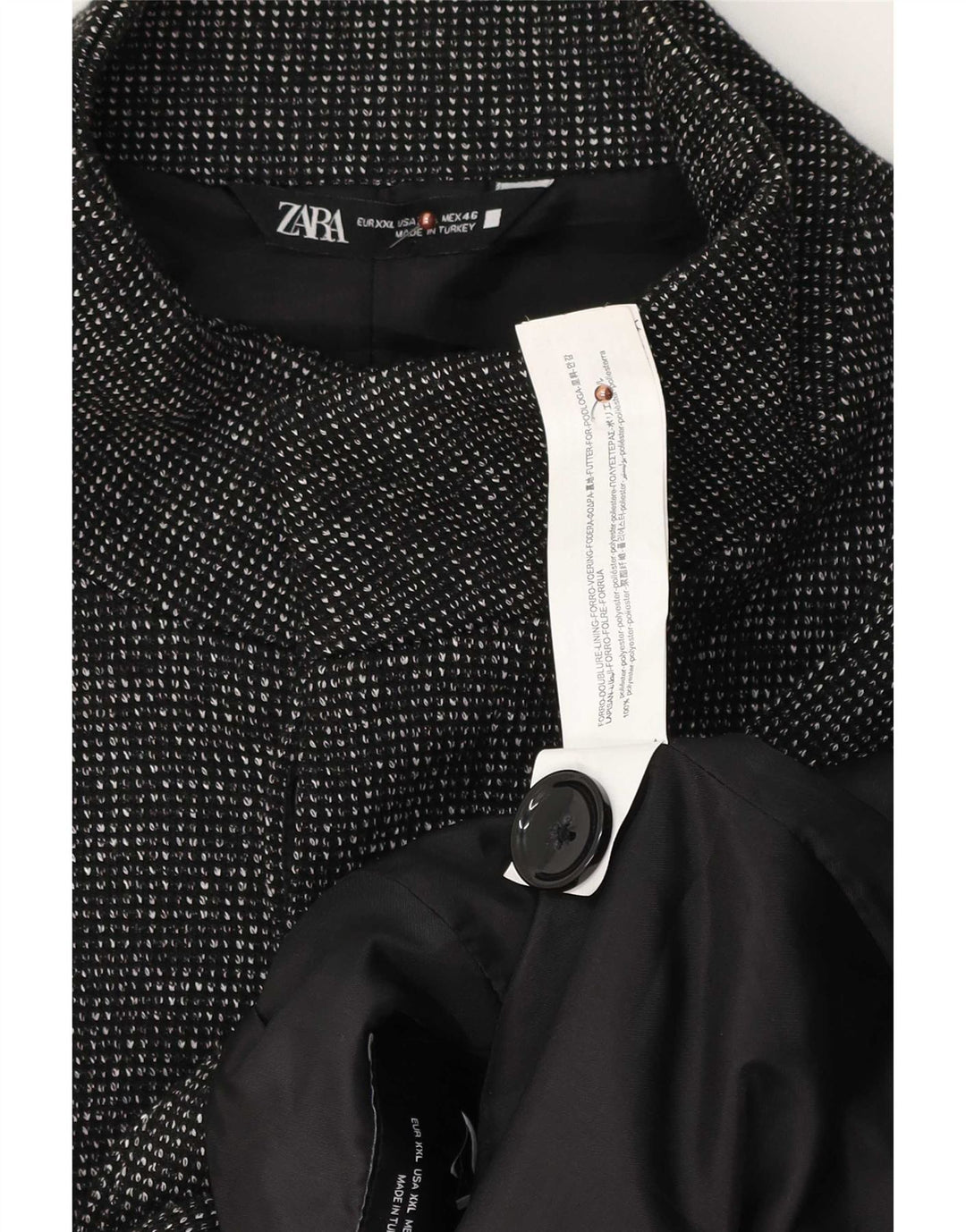 Sobretudo aberto masculino Zara UK 44 2XL poliéster manchado cinza