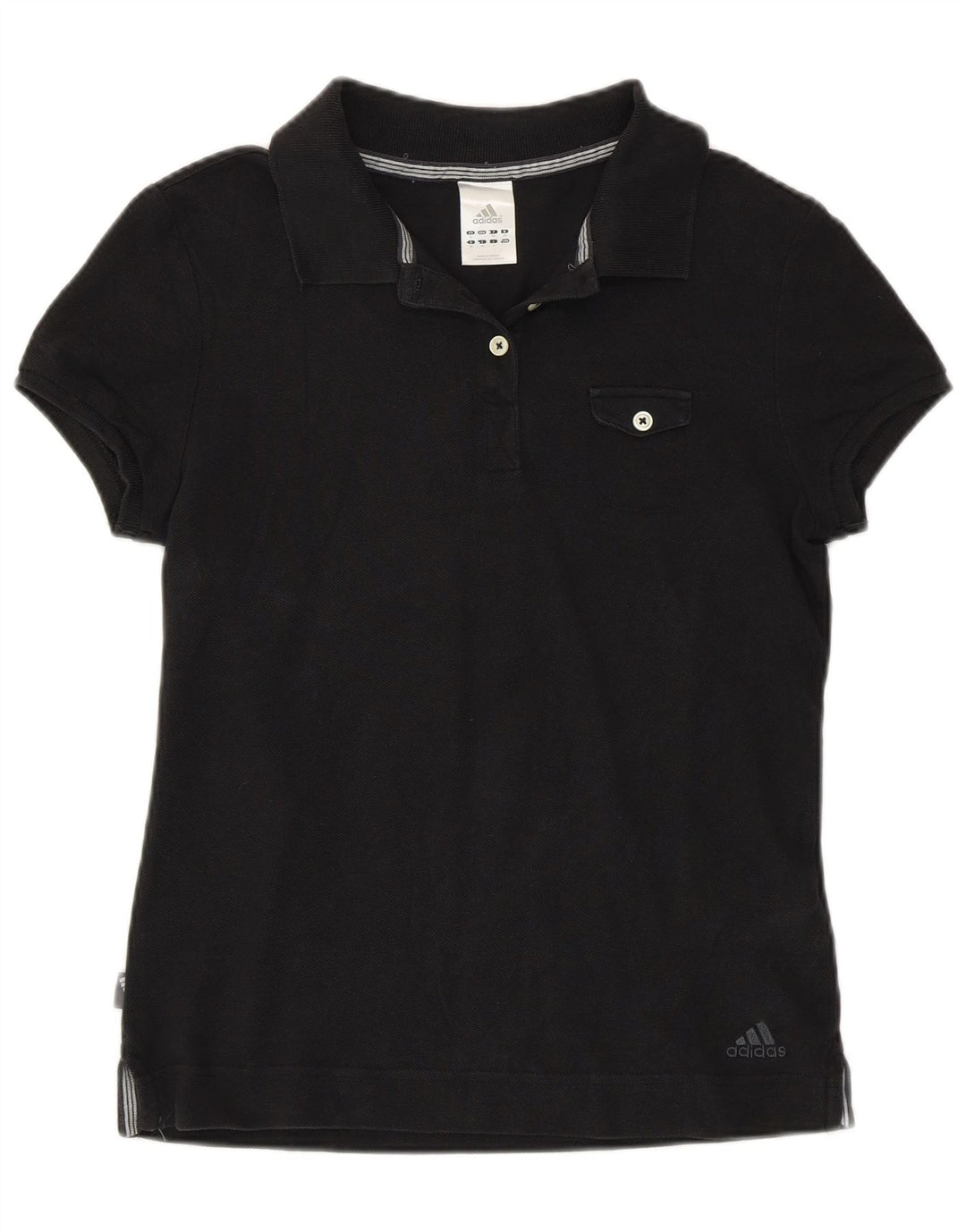 Camisa Polo Adidas Feminina UK 12 Médio Algodão Preto
