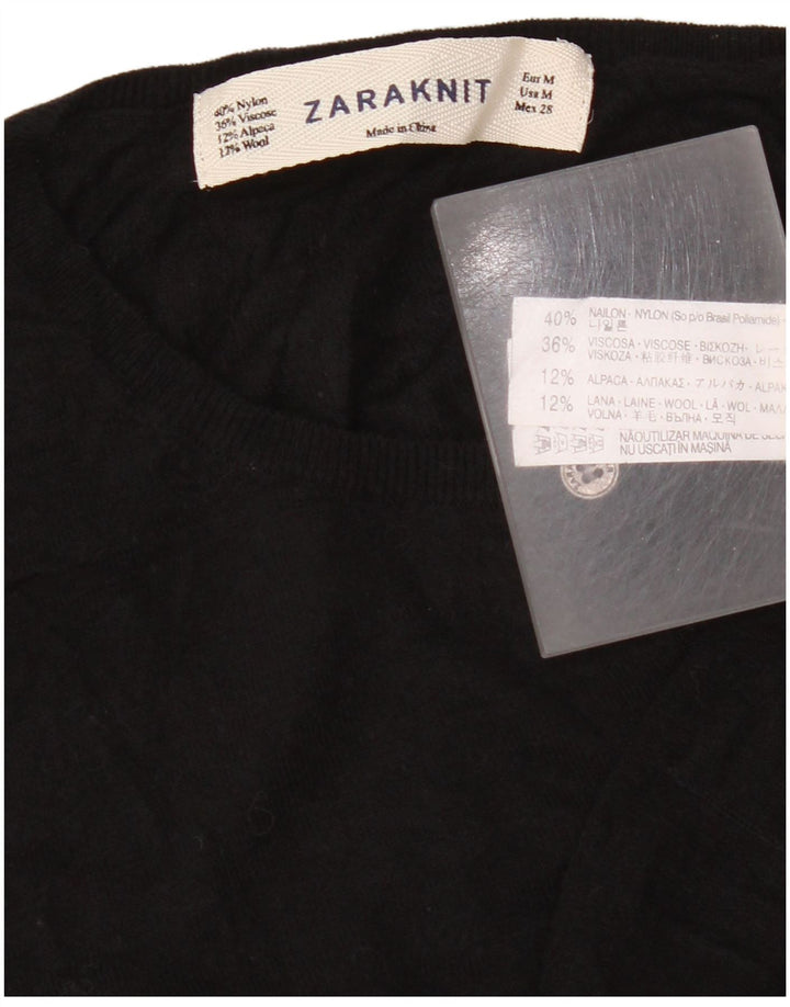 Suéter cardigã feminino Zara Reino Unido 14 médio preto nylon