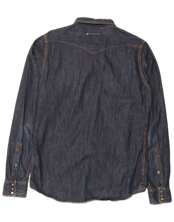 Camisa jeans masculina Diesel grande algodão azul marinho
