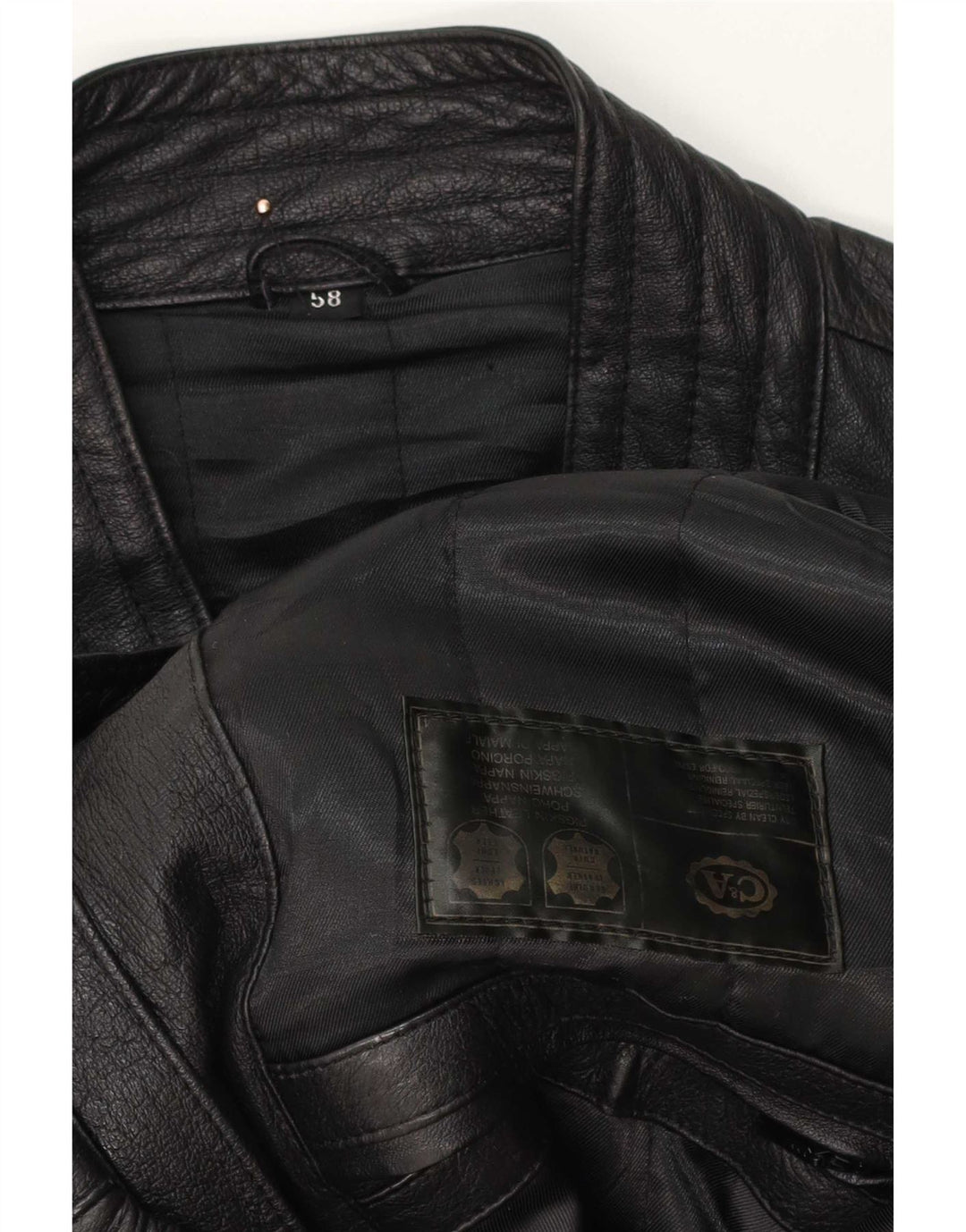 Jaqueta bomber masculina de couro C&A EU 58 XL preta
