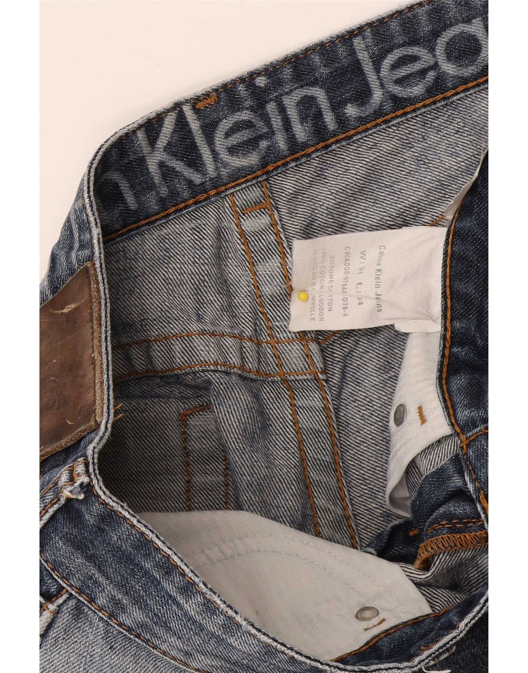 Calça jeans reta masculina Calvin Klein W31 L34 azul algodão