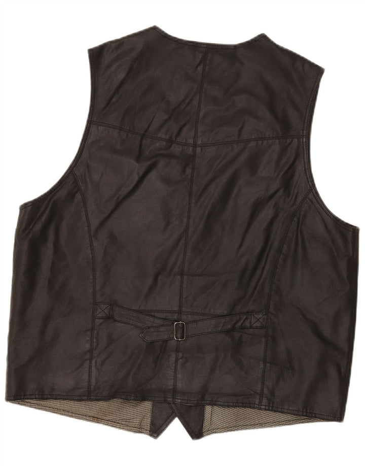 Colete de couro masculino VINTAGE grande couro preto