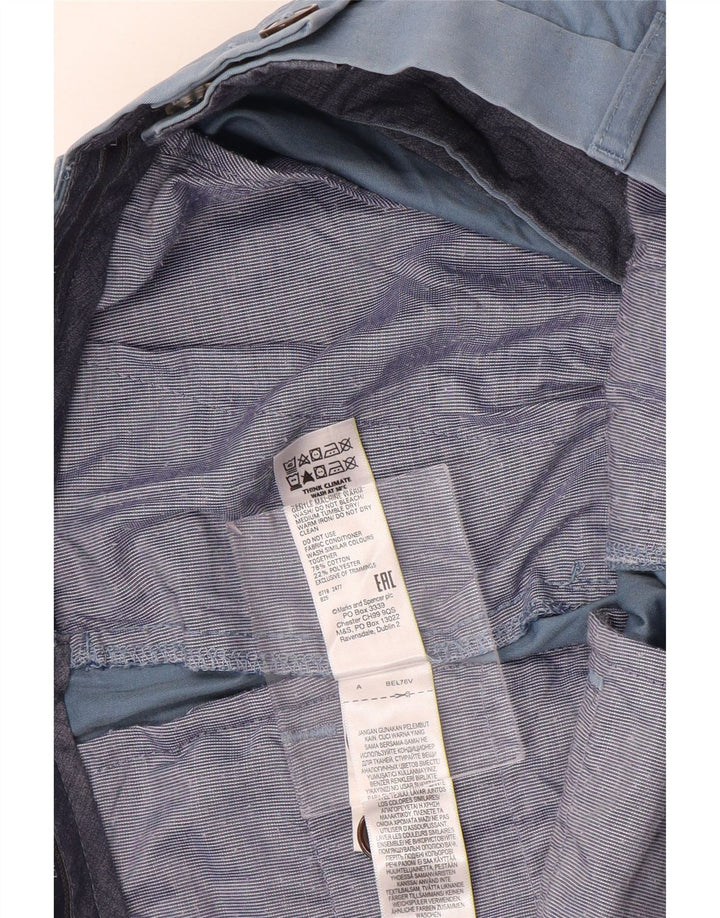 Calça chino reta masculina Marks & Spencer W32 L29 algodão azul