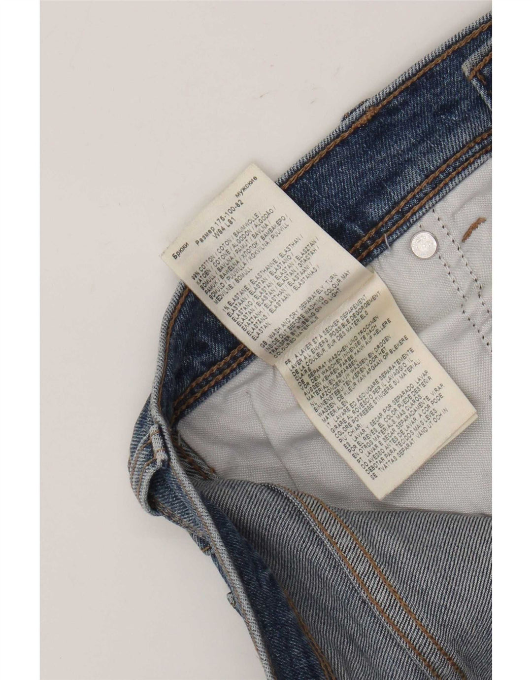 Wrangler Mens Straight Jeans W33 L32 Azul Algodão