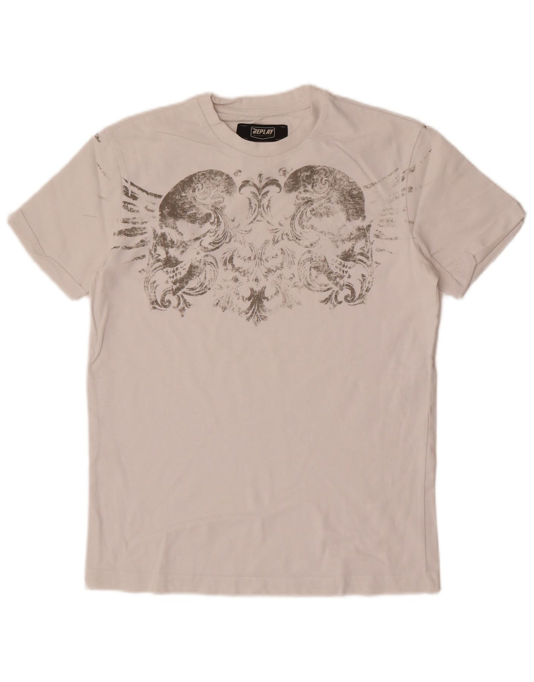 Replay Camiseta masculina gráfica top pequeno branco