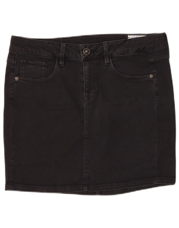 Mini saia jeans feminina G-Star W30 algodão preto médio