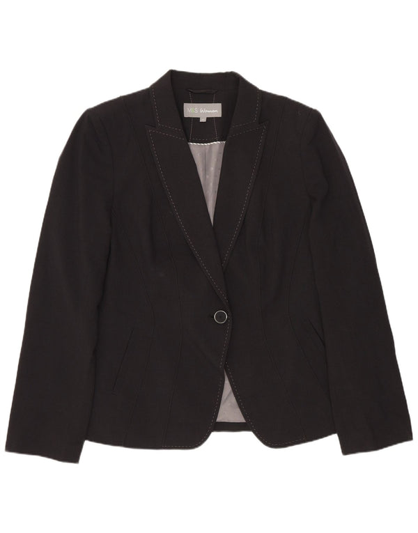 Jaqueta blazer feminina Marks & Spencer com 1 botão Reino Unido 14 grande cinza poliéster