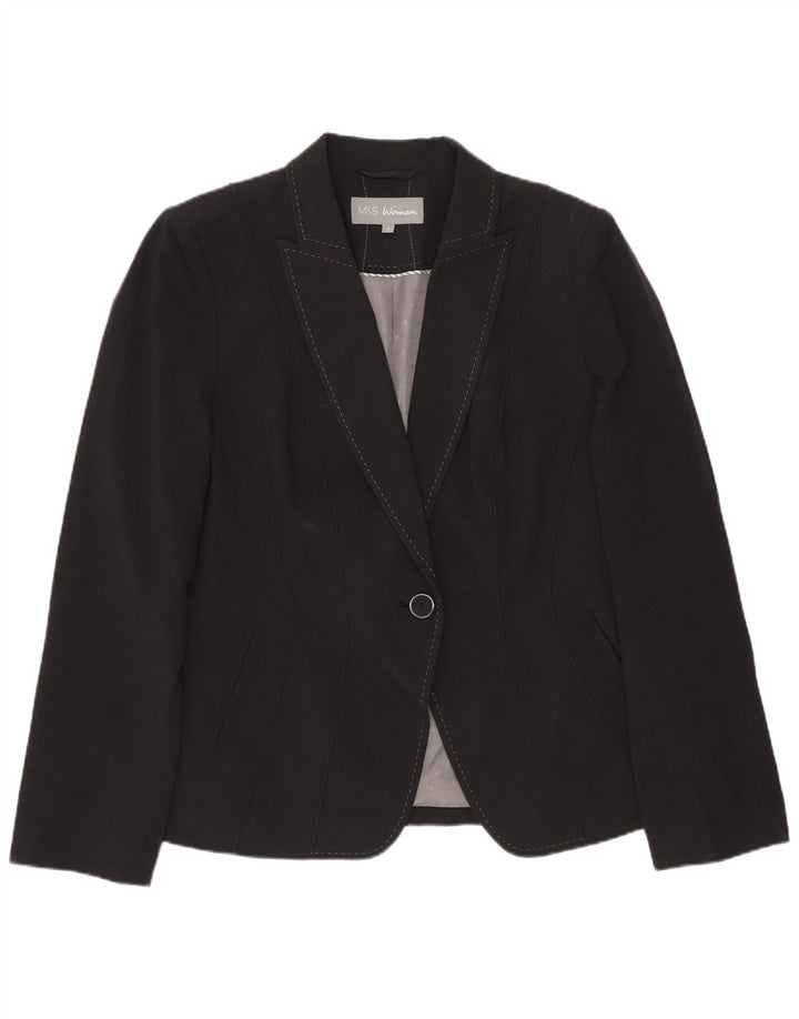 Jaqueta blazer feminina Marks & Spencer com 1 botão Reino Unido 14 grande cinza poliéster