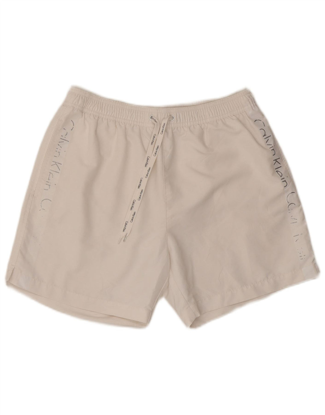 Shorts de natação masculino Calvin Klein gráfico médio branco poliéster
