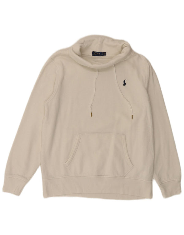 POLO RALPH LAUREN moletom feminino oversized jumper UK 10 pequeno branco