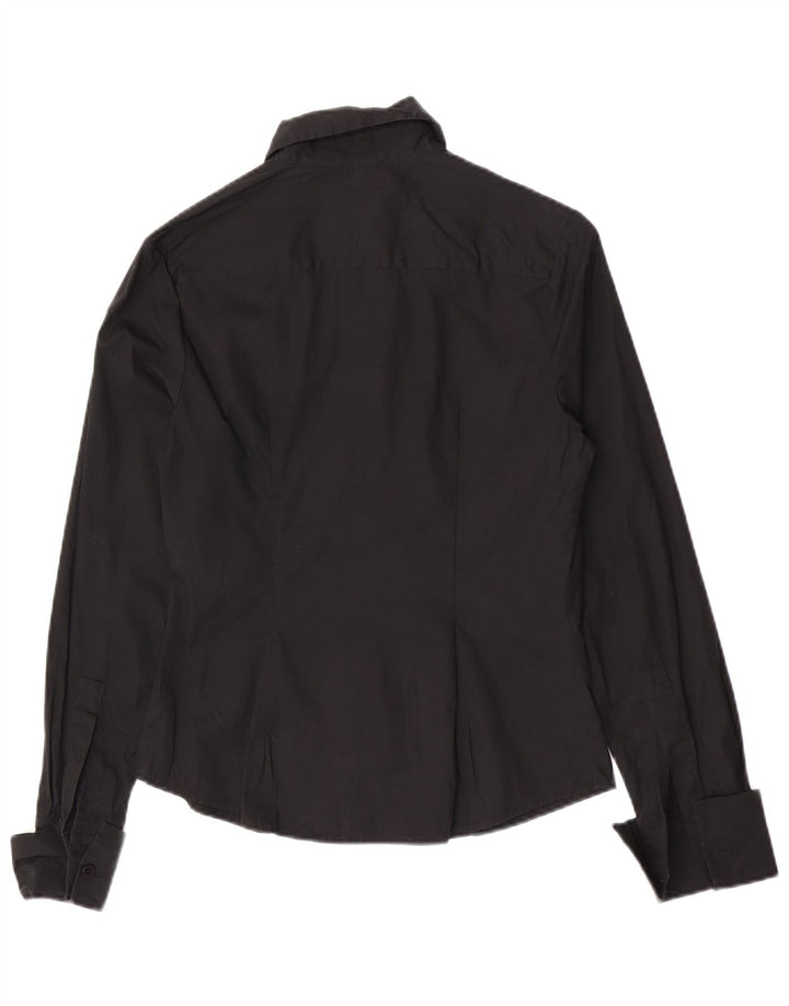 Mossimo Camisa formal feminina Reino Unido 10 pequeno algodão preto
