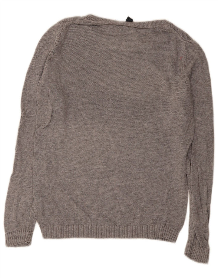 Tommy Hilfiger Suéter feminino com gola canoa e gola alta, Reino Unido 14, médio, cinza