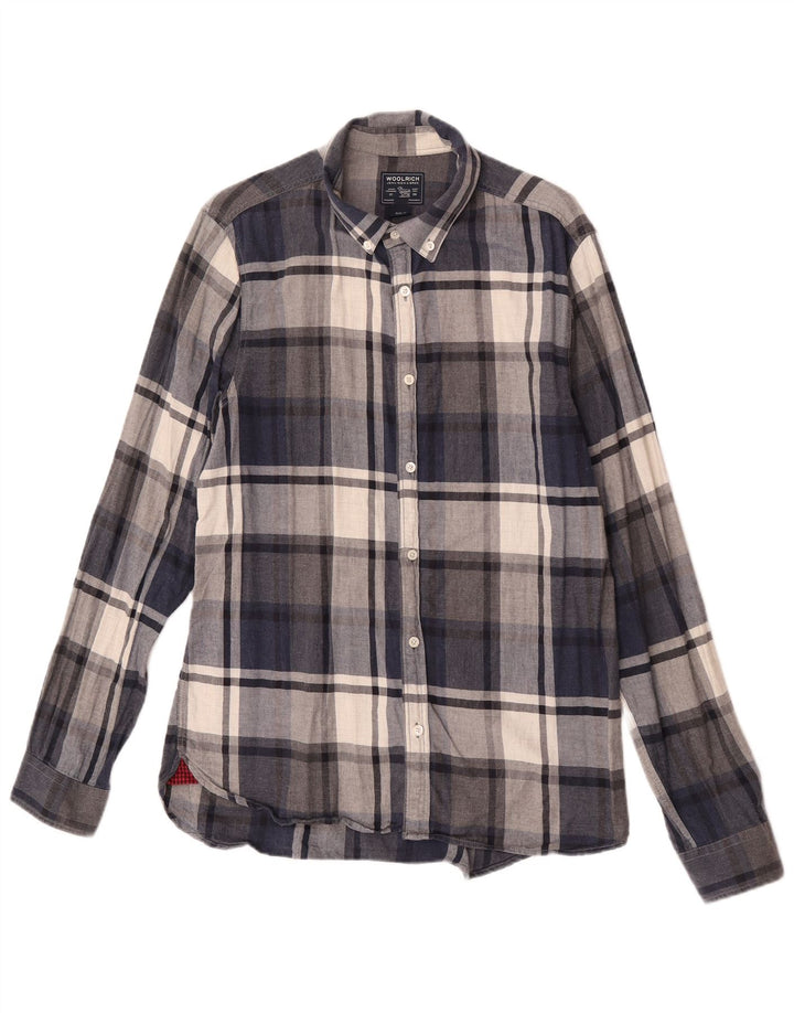 Camisa masculina de flanela Woolrich média xadrez azul marinho