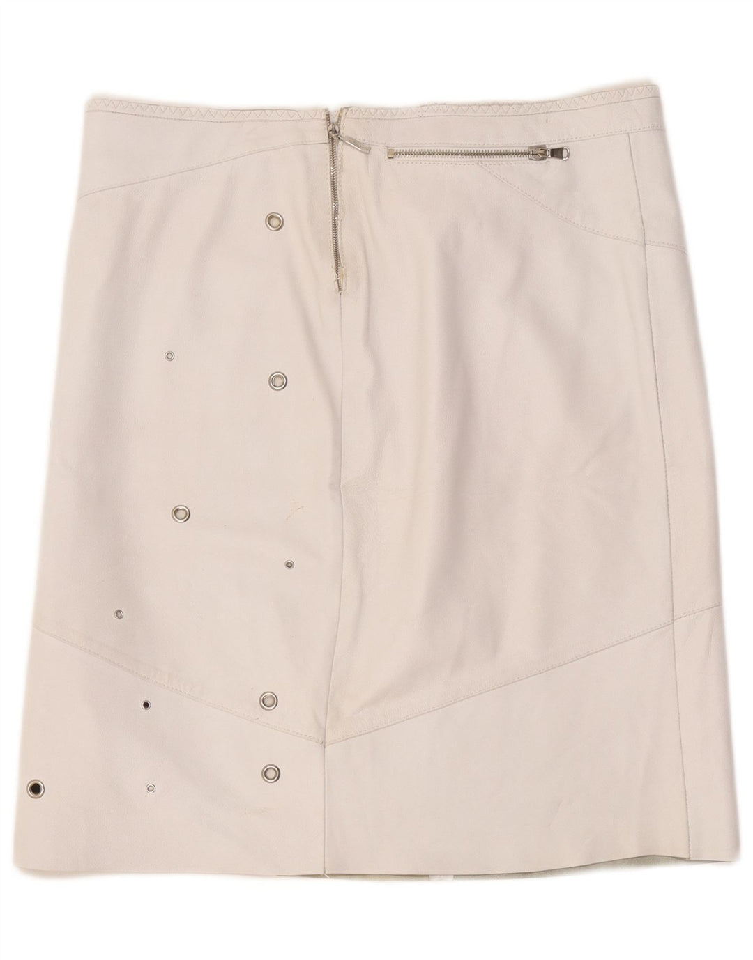 Saia de couro feminina vintage W36 XL branca