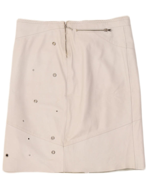 Saia de couro feminina vintage W36 XL branca