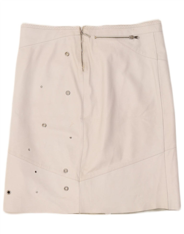Saia de couro feminina vintage W36 XL branca