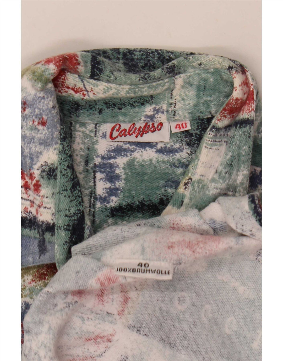 Camisa masculina de flanela Calypso tamanho 40 médio patchwork multicolorido algodão