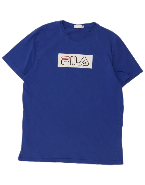 Fila Mens Graphic T-Shirt Top Médio Algodão Azul