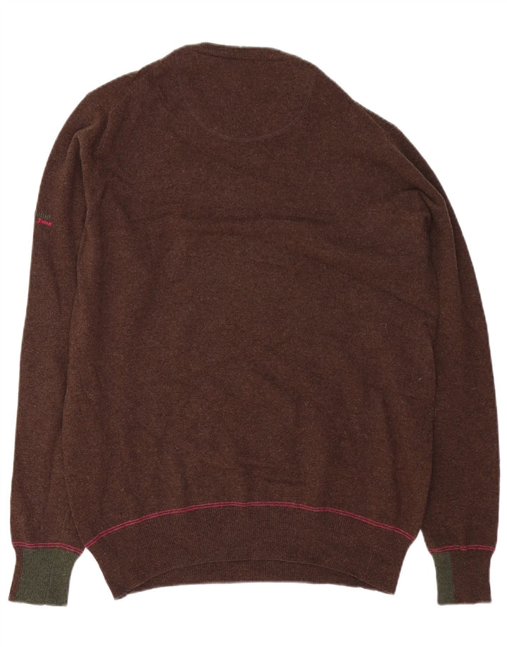 Suéter masculino Harmont & Blaine com gola redonda, lã marrom médio