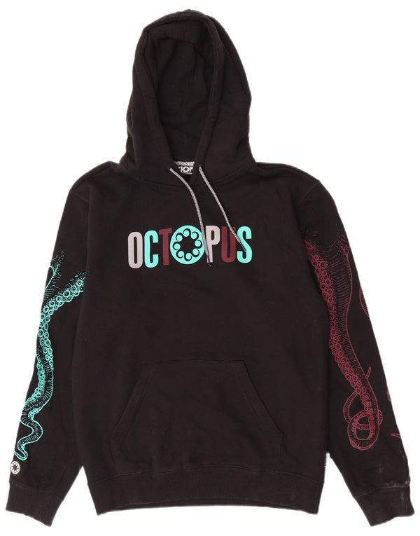 Polvo masculino gráfico moletom com capuz pequeno algodão preto